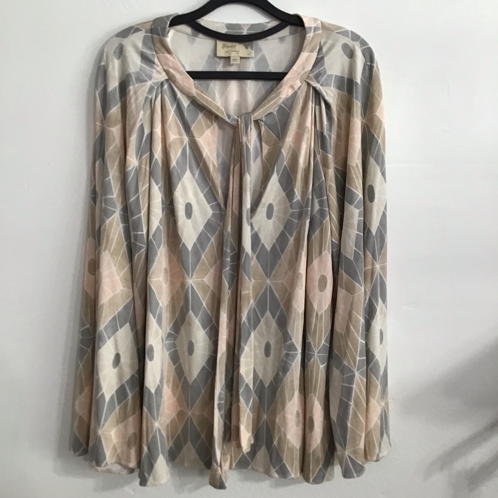 Elizabeth and James 100% silk tunic laggin look size L top